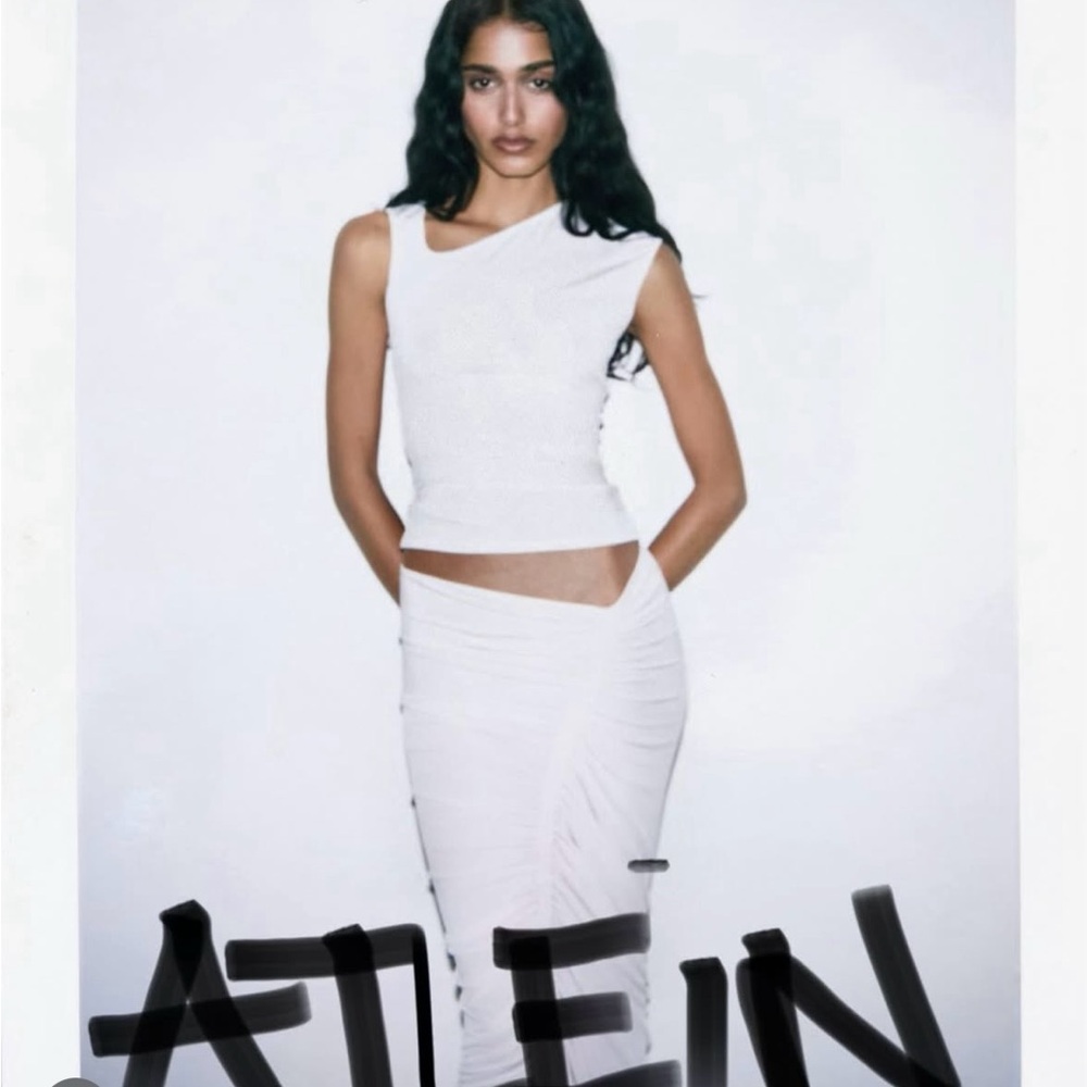 Khy x Atlein Top and Skirt Set Cream XS NWT